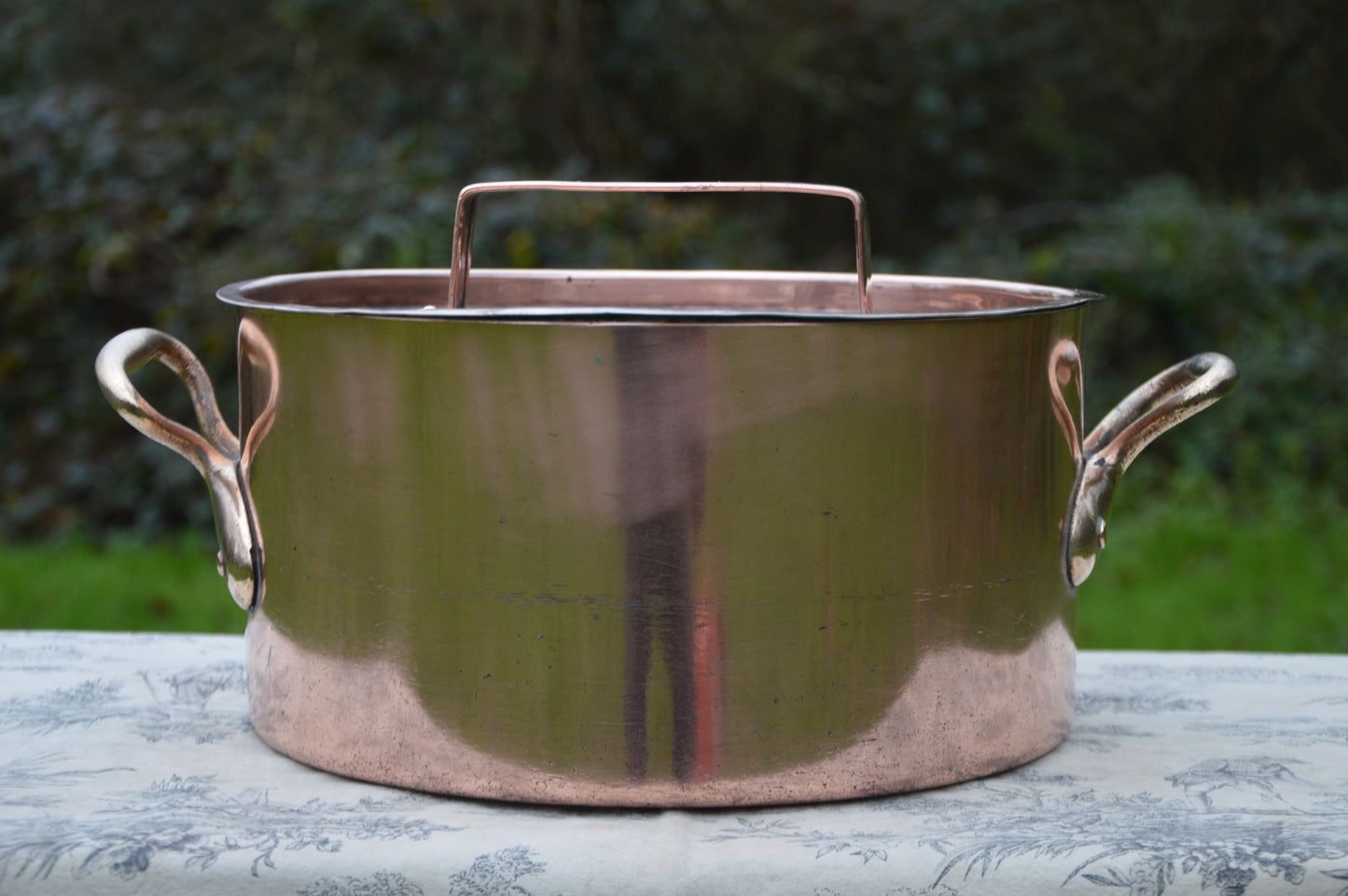 Copper Pot 1.7mm Massive Faitout Marmite Rondeau Antique Refurbished Big Copper Pot Bronze Handles Well Used 30cm 11 3/4" Big Pan