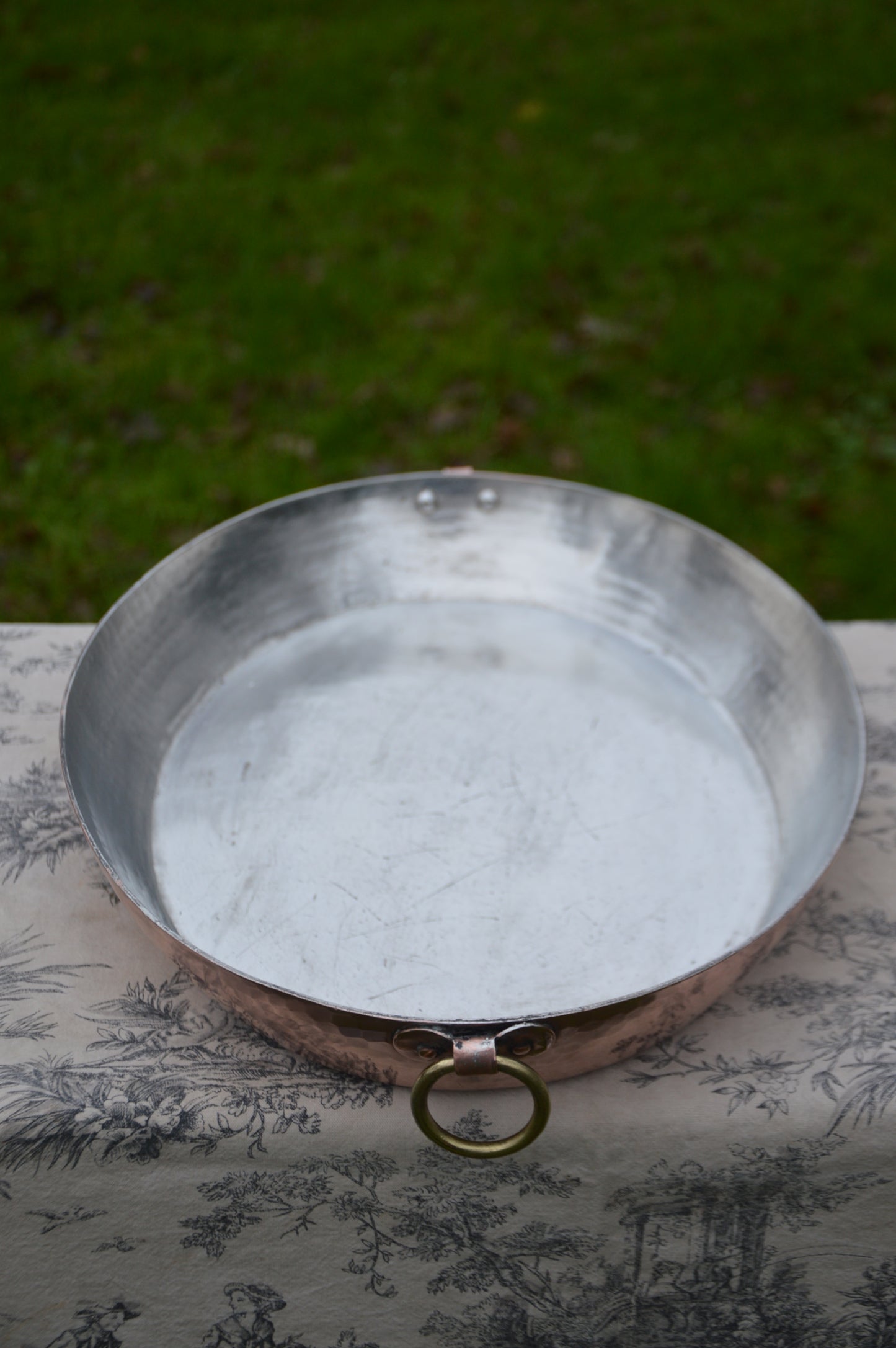 French Plaque au Gratin Copper Vintage Made in France Plat à Rôtir De Cuisine 45cm 17 3/4 2.1mm BIG Oven Dish New Tin Oval Ring Handles