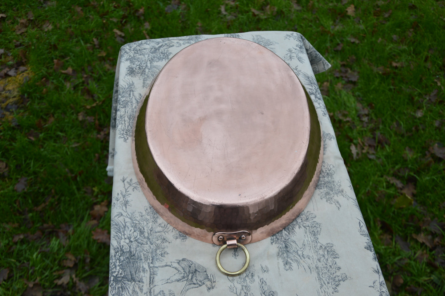 French Plaque au Gratin Copper Vintage Made in France Plat à Rôtir De Cuisine 45cm 17 3/4 2.1mm BIG Oven Dish New Tin Oval Ring Handles