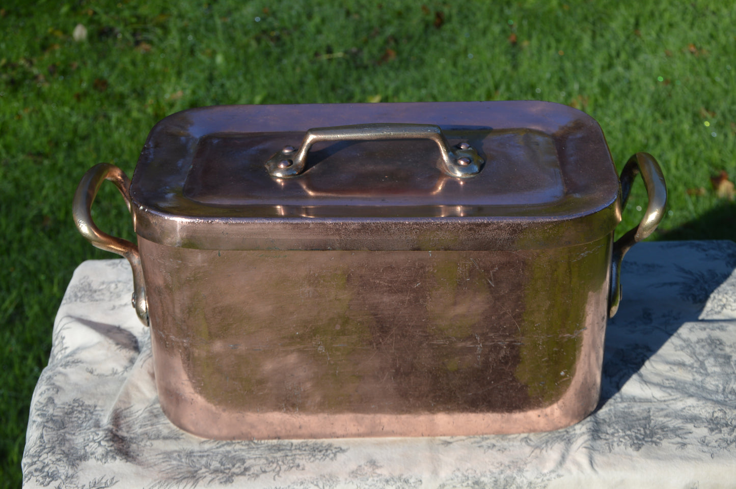 Copper Daubiere 3mm New Tin Refurbished Braisier Antique Solid Cast Bronze Handles Roasting Pan 38cm 15 inch Confit Beautiful Patina Heavy