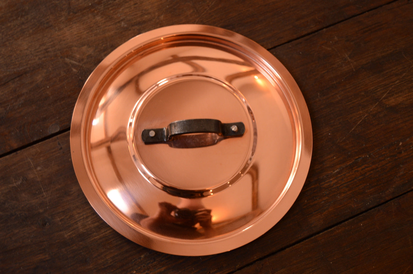 New NKC 16cm Normandy Kitchen Copper Pan Lid Made in France Fitted Copper Pan Lid Pan Quality 6 1/4" Iron Handle Tin Lined New Copper