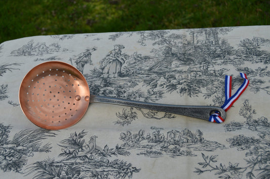 New NKC Copper Ecumoire from Normandy Kitchen Copper Jam Jelly Spoon Cast Iron Handle Skimmer Utensil New Normandy Kitchen Copper Collection