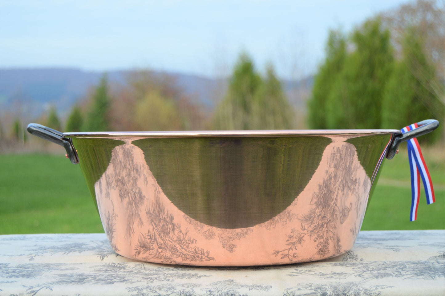 New NKC 38cm Copper Jam Pan + Ladle from Normandy Kitchen Copper Jam Jelly Pot 15 Inch Rolled Top Iron Handles New Normandy Kitchen 38 cm