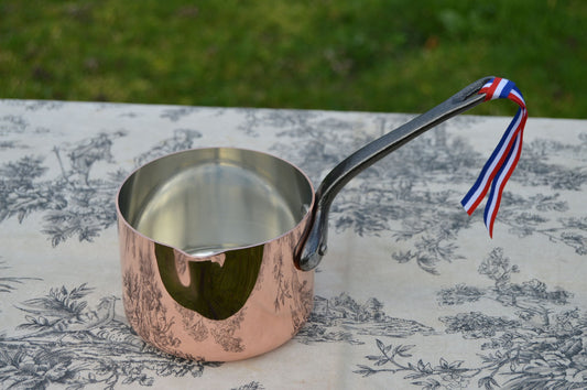 New NKC Copper Pot Saucière Caneles Butter Pan Milk Pan Normandy Kitchen Copper Patissier Pot 11cm 4 1/4" Tin lined Pan with Spout