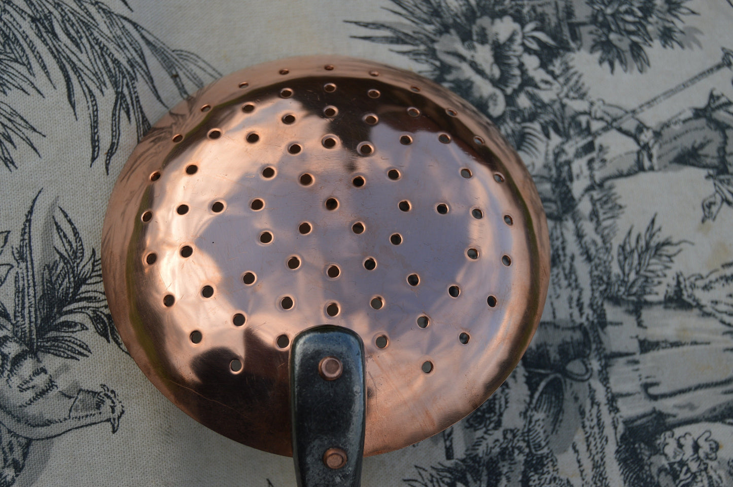 New NKC Copper Ecumoire from Normandy Kitchen Copper Jam Jelly Spoon Cast Iron Handle Skimmer Utensil New Normandy Kitchen Copper Collection