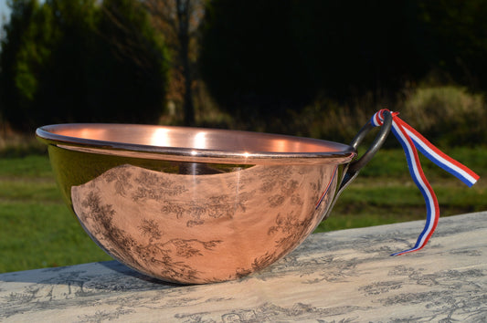 New NKC Copper Mixing Bowl 20 cm 8" Cul de Poule Normandy Kitchen Copper Bol New Traditionally Made Copper 20cm 1.2mm Fixed Iron Ring Handle