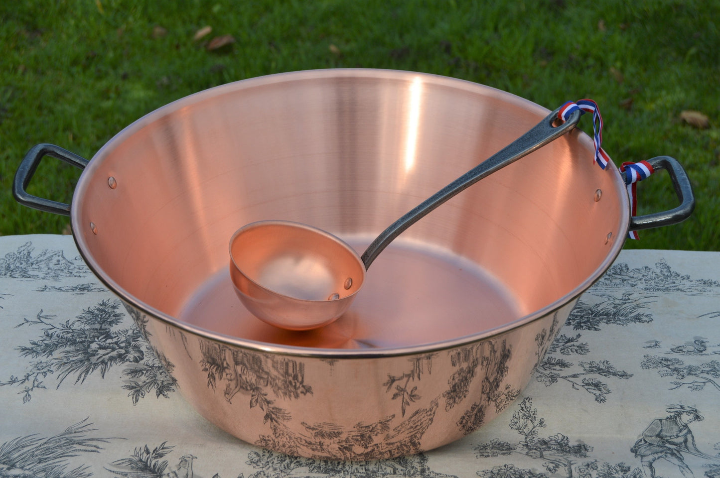 New NKC 38cm Copper Jam Pan + Ladle from Normandy Kitchen Copper Jam Jelly Pot 15 Inch Rolled Top Iron Handles New Normandy Kitchen 38 cm