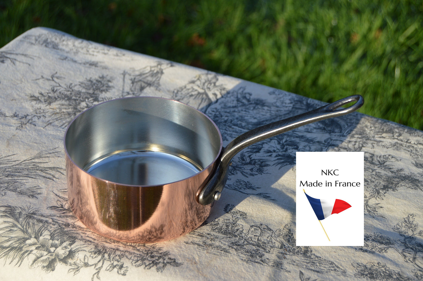 New 14cm NKC Copper Pan Tin Lined 1.5mm Professional Normandy Kitchen Copper Pot Iron Handle Steel Rivet Made in France 14cm 5 1/2" Saucepan