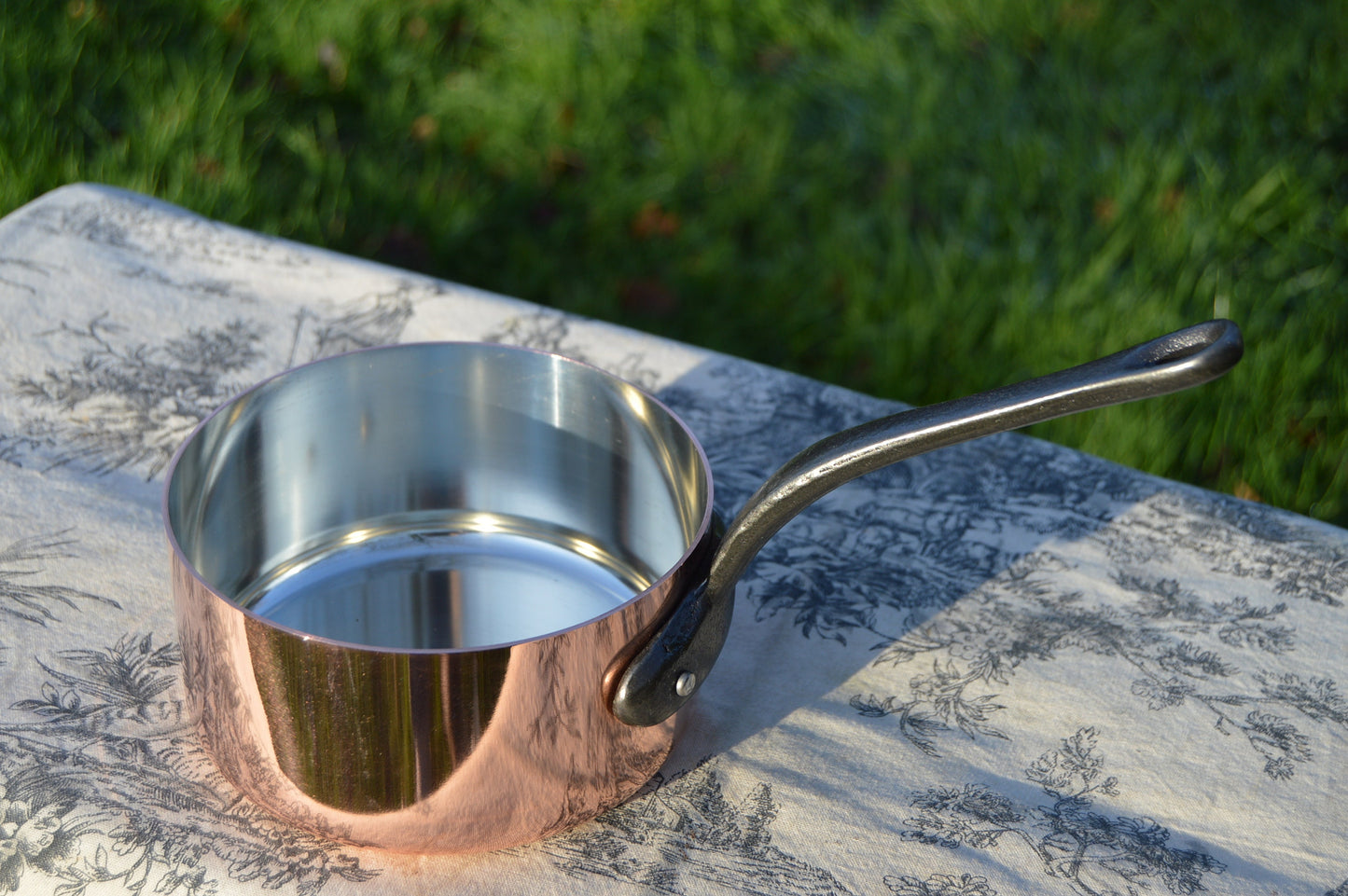 New 14cm NKC Copper Pan Tin Lined 1.5mm Professional Normandy Kitchen Copper Pot Iron Handle Steel Rivet Made in France 14cm 5 1/2" Saucepan