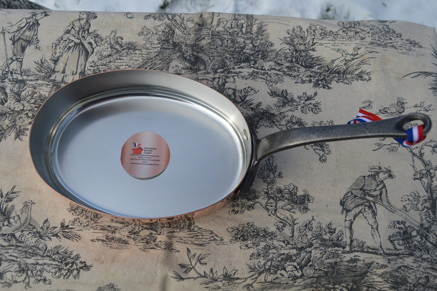 New NKC 20cm Copper Oval Saute Pan Skillet Normandy Kitchen Copper Saute Small Fish Pan 8" Long Tin lined New NKC Fish Fry High Sided Pan