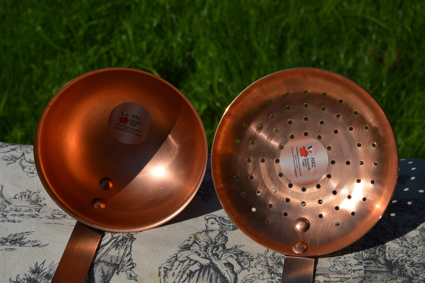 New NKC 28 cm Copper Jam Pan + Ladle + Ecumoire Skimmer Normandy Kitchen Copper Jam Jelly Pan 11" Rolled Top Stainless Steel Handles 28cm