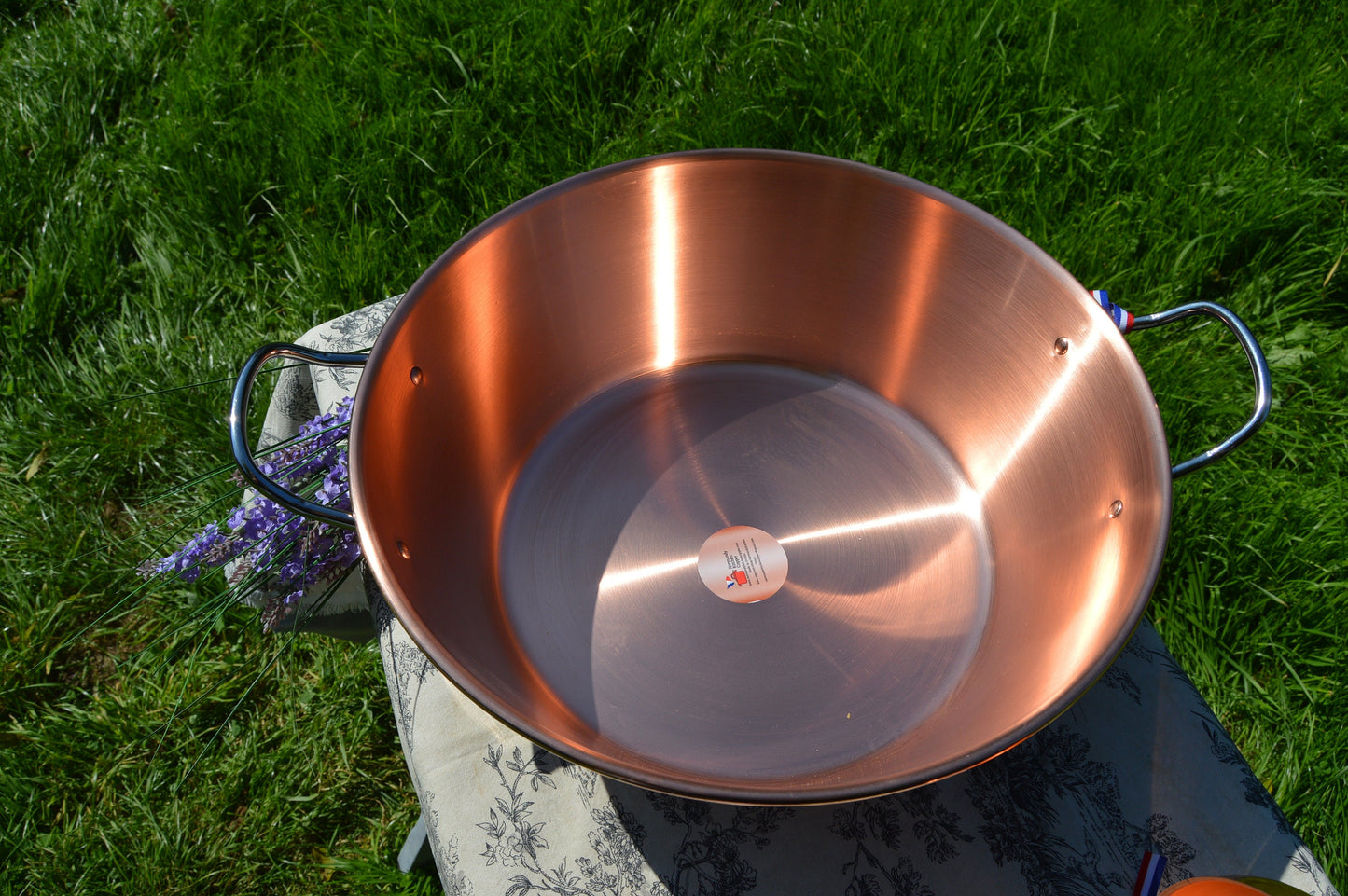 New NKC 38 cm Copper Jam Pan from Normandy Kitchen Plus Copper Skimmer and Ladle Jam Jelly Pan 38cm 15 Inch Rolled Top Stainless Handles