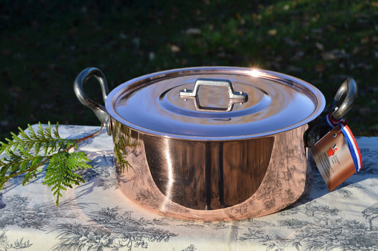 New NKC 28cm Copper Casserole Bassine a Ragout Marmite Faitout Dutch Oven Traditionally Made Normandy Kitchen 28 cm 11" Tin lined New Copper