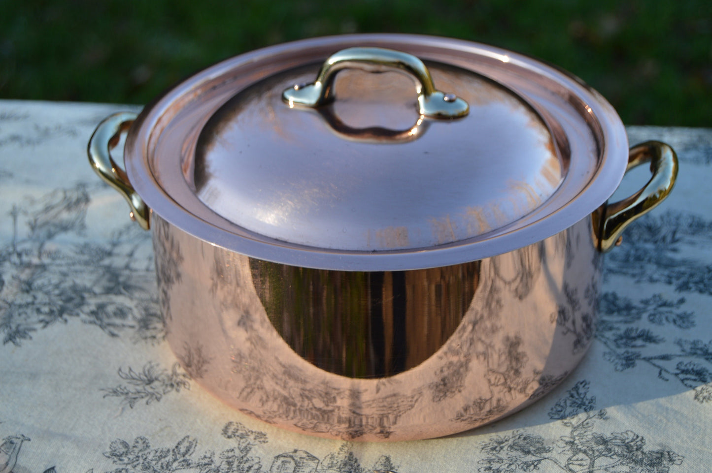 Copper Faitout Casserole New Tin Villedieu Made Stamped Made in France Vintage Copper Pot Rondeau Dutch Oven Lid 1.8mm Round 20cm 8" Big Pot