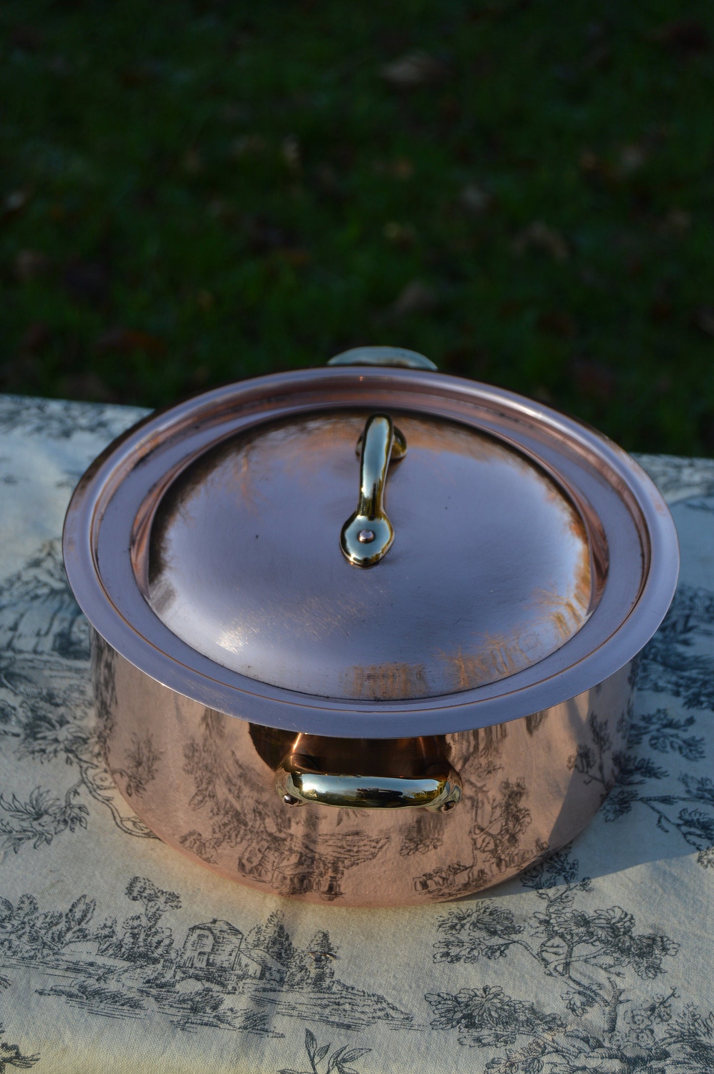 Copper Faitout Casserole New Tin Villedieu Made Stamped Made in France Vintage Copper Pot Rondeau Dutch Oven Lid 1.8mm Round 20cm 8" Big Pot