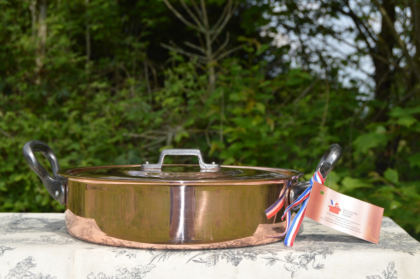 New NKC Copper 28cm Rondeau 28 cm 11" Big NKC Saute Two Handle Casserole Cuivre Traditionally Made Tin lined New Normandy Kitchen Copper