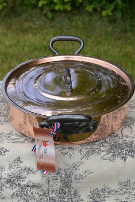 New NKC Copper 28cm Rondeau 28 cm 11" Big NKC Saute Two Handle Casserole Cuivre Traditionally Made Tin lined New Normandy Kitchen Copper