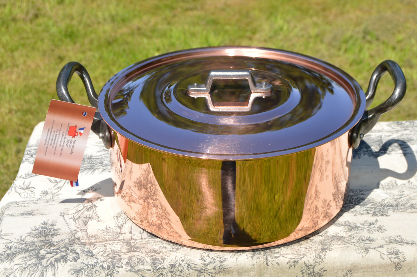 New NKC Copper 24 cm Stew Pot Bassine a Ragoût Casserole Marmite Faitout Dutch Oven Traditionally Made Normandy Kitchen 24cm 9.5" Tin lined