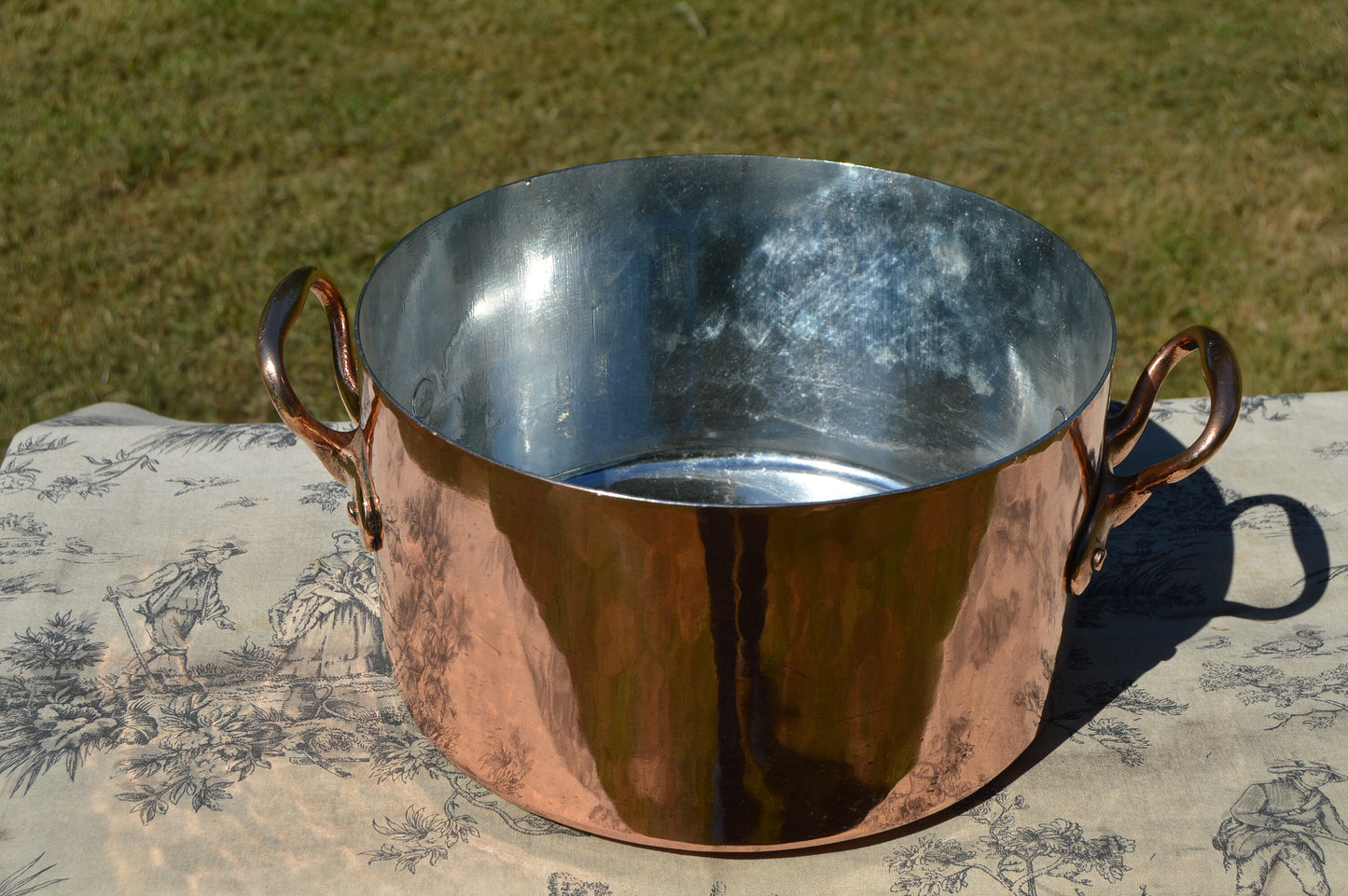 French Antique 1.7mm Copper 25cm Faitout Good Solid Copper Pot Marmite Ragoût Faitout BIG Pan New Tin Hand Raised Copper Quality Pot