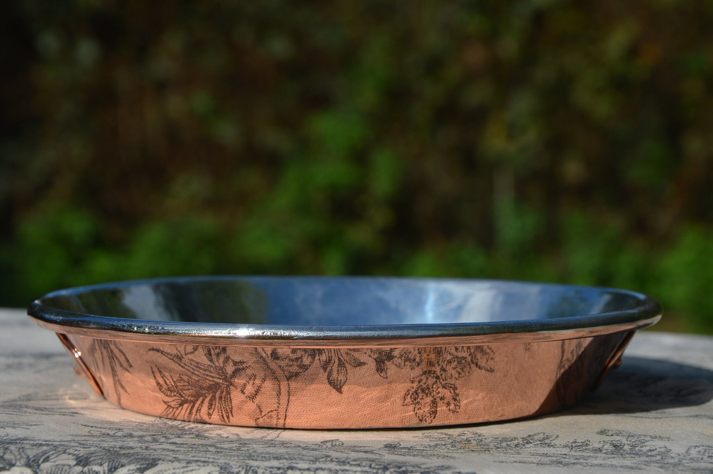 Copper Gratin Pan 19cm 7 1/2 Inch French Antique Copper New Villedieu Tin Roasting Dish Round Oven Repaired Base No Handles Villedieu Tin