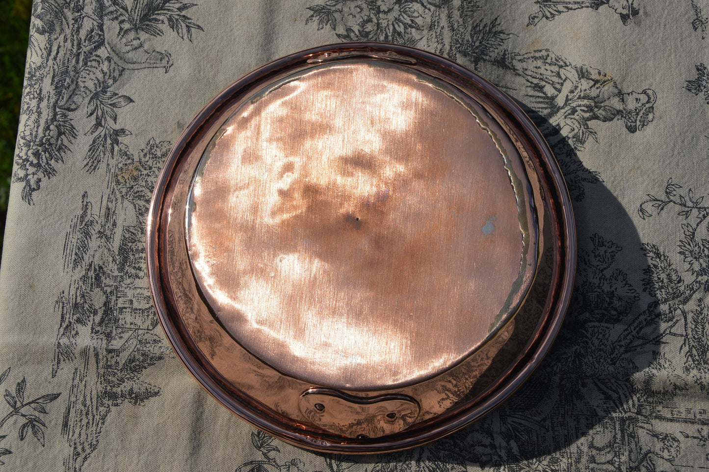 Copper Gratin Pan 19cm 7 1/2 Inch French Antique Copper New Villedieu Tin Roasting Dish Round Oven Repaired Base No Handles Villedieu Tin