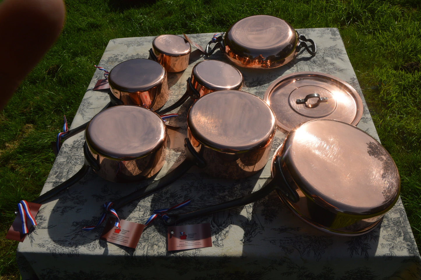 Ensemble de démarrage de cuisine française de grande taille, casseroles NKC 12-20 cm, plat à four NKC 24 cm, sauteuse et couvercle en cuivre NKC 24 cm, sacs en coton de cuisine normande