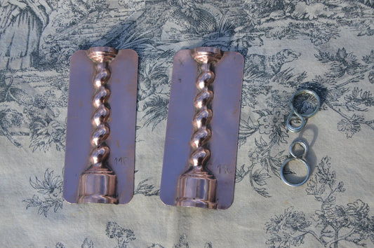 Two Piece Copper Mould Chocolate Small Cake Column Post Sweet Mold Mould All Copper Candy French Made Cake Tin with Clips