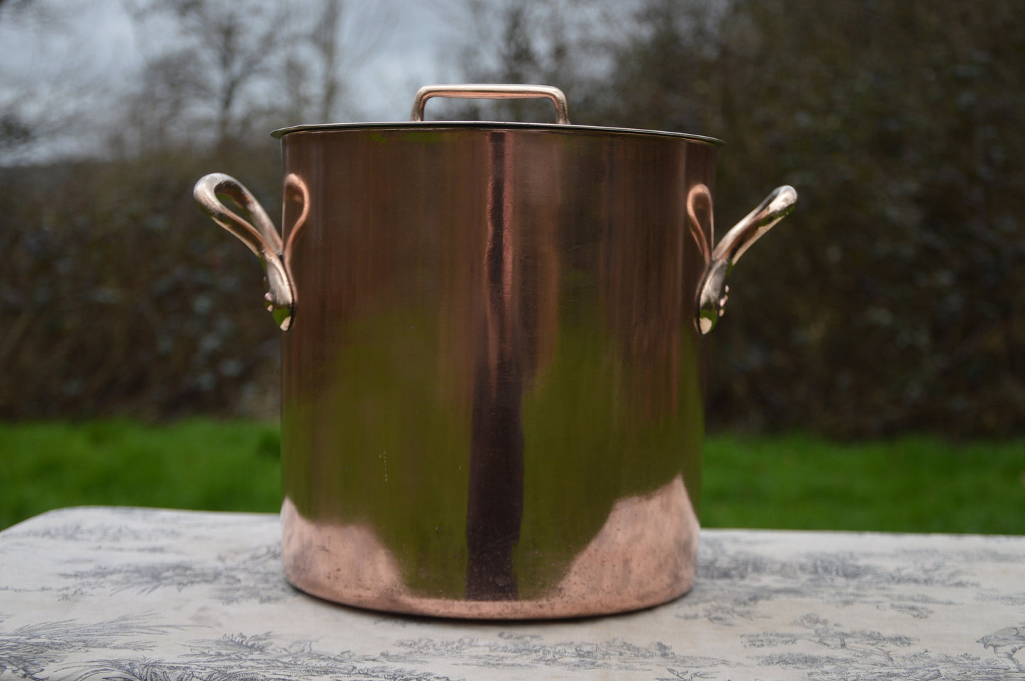 Antique Copper Stockpot Faitout Pan New Hand Wiped Tin 22cm 8 5/8" French Marmite Refurbished Quality Villedieu Pan 1.3mm Slight Wavy Edge