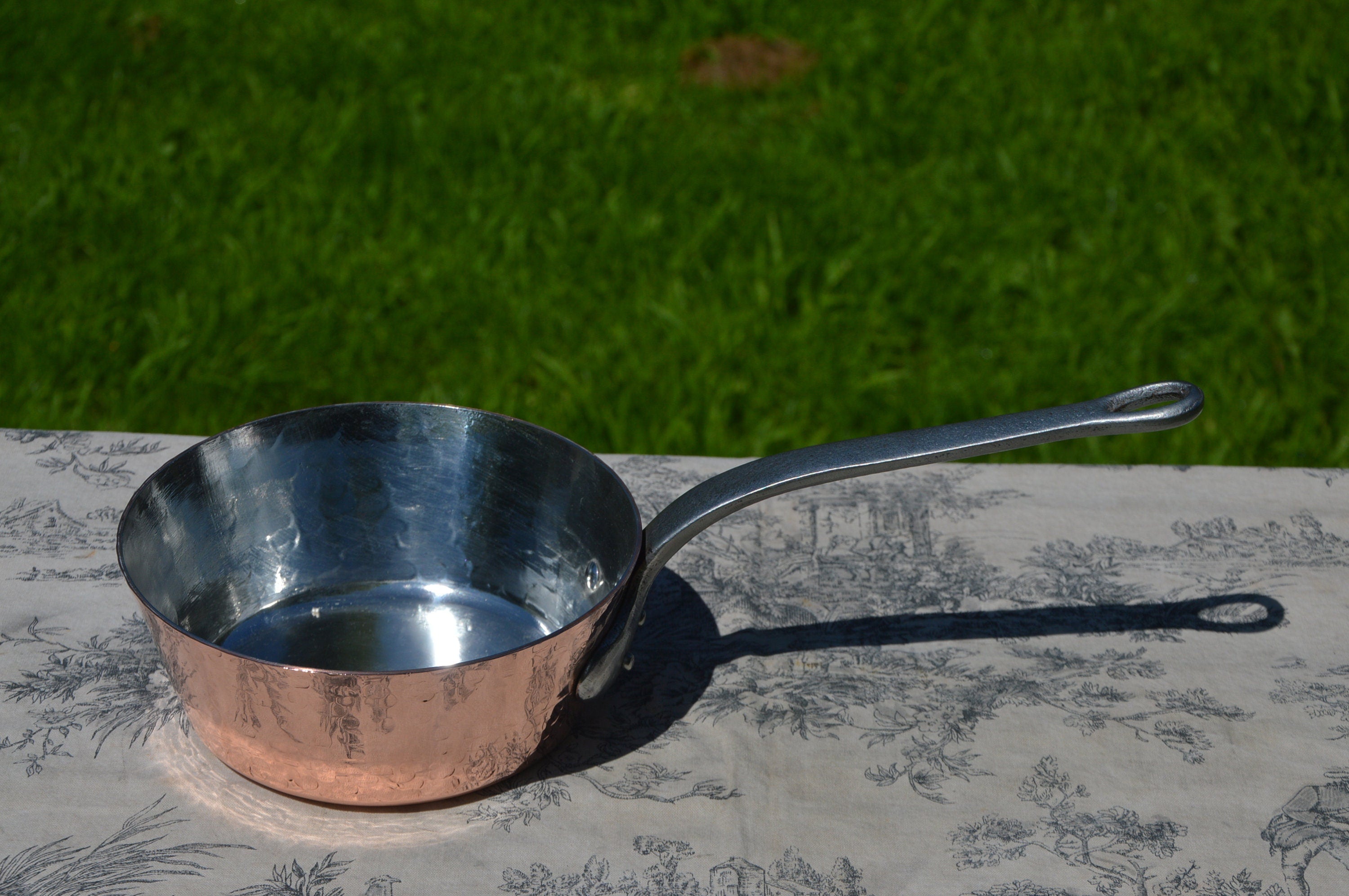 Vintage French Artisan Hand Made Hammered Copper Saute buy Pan 2MM.