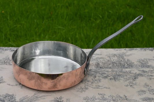 Antique Copper Pan Sauté French Copper Professional Saute Pan 1.6mm New Tin Professional 22cm 8 5/8 inch Classic Beautiful Saute Pan