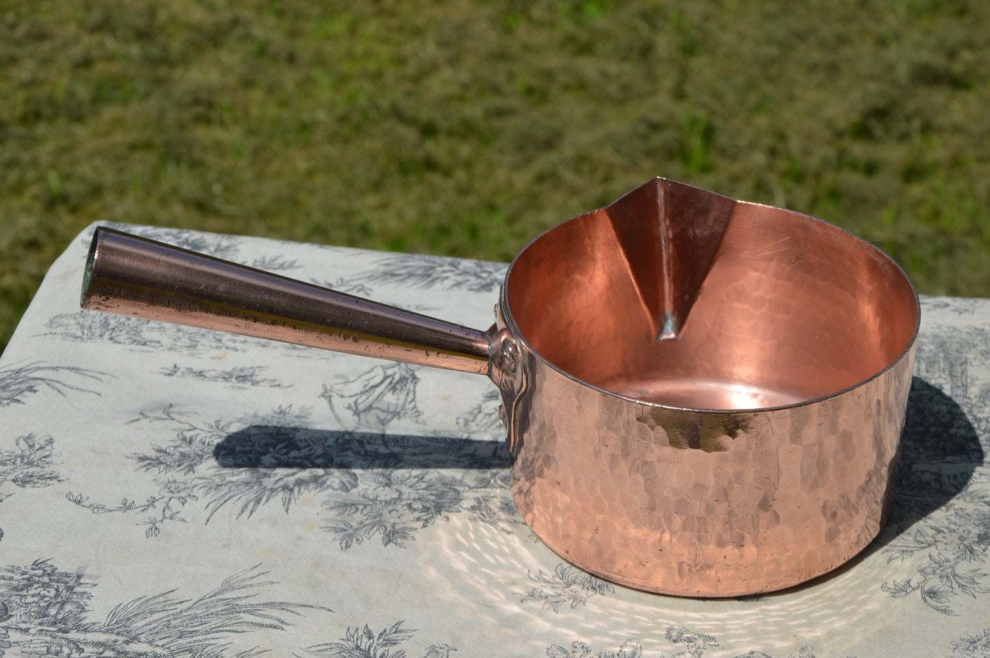 Antique Copper Sugar Pan Hollow Handle 1.7mm 16cm Traditional Spout Fabulous Patina Caramel Pan A Real Find Proper Patissier Pan