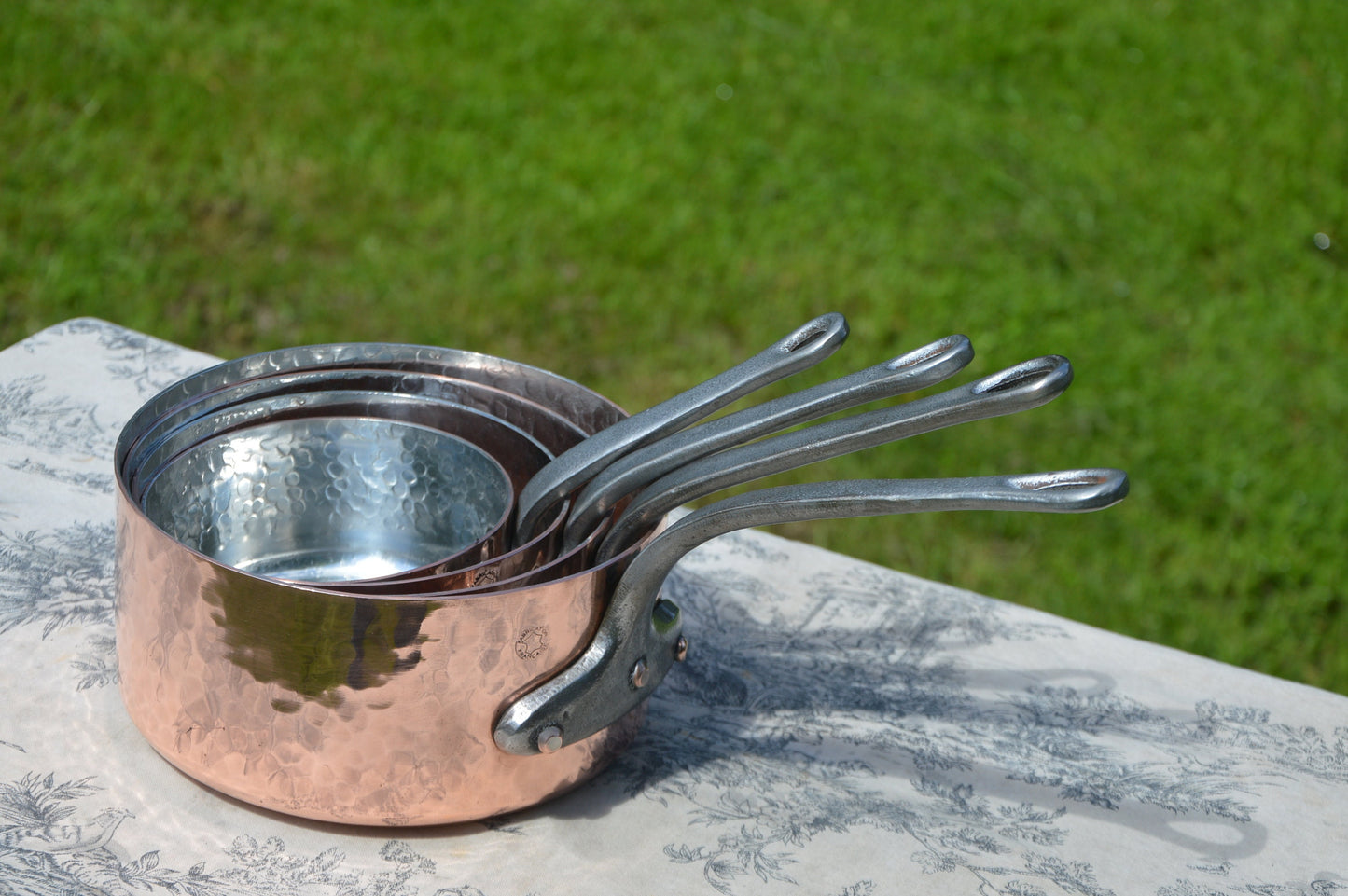 Copper Pans New Artisan Tin Vintage E France Fabrication Francaise Four French Copper 1.8mm Pans Cast Iron Handles Normandy Kitchen