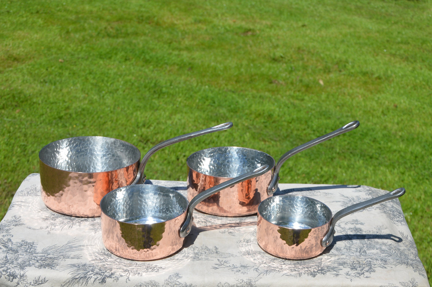 Copper Pans New Artisan Tin Vintage E France Fabrication Francaise Four French Copper 1.8mm Pans Cast Iron Handles Normandy Kitchen