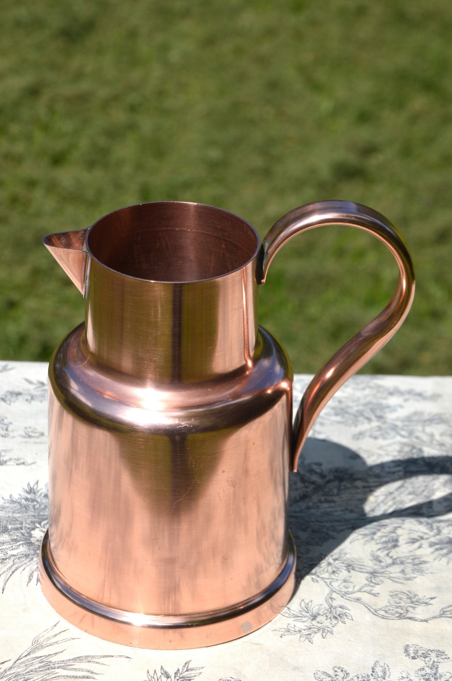 Delalande Vintage French Copper Jug Utensil Holder Copper Pitcher Solid Copper Handle Hand Hammered Mid Century Artisan Made Water Tight