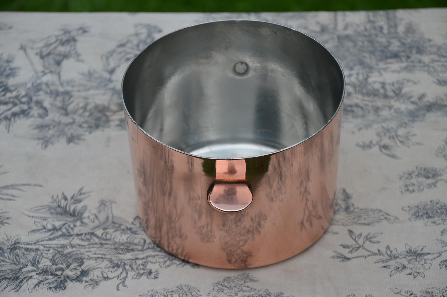 Poêle en cuivre antique 14 cm 5 1/2" Poêle en cuivre Bain Marie Pocheuse 'Oreilles' Pocheuse à sauce Braconnier Étain neuf essuyé à la main 1,1 mm