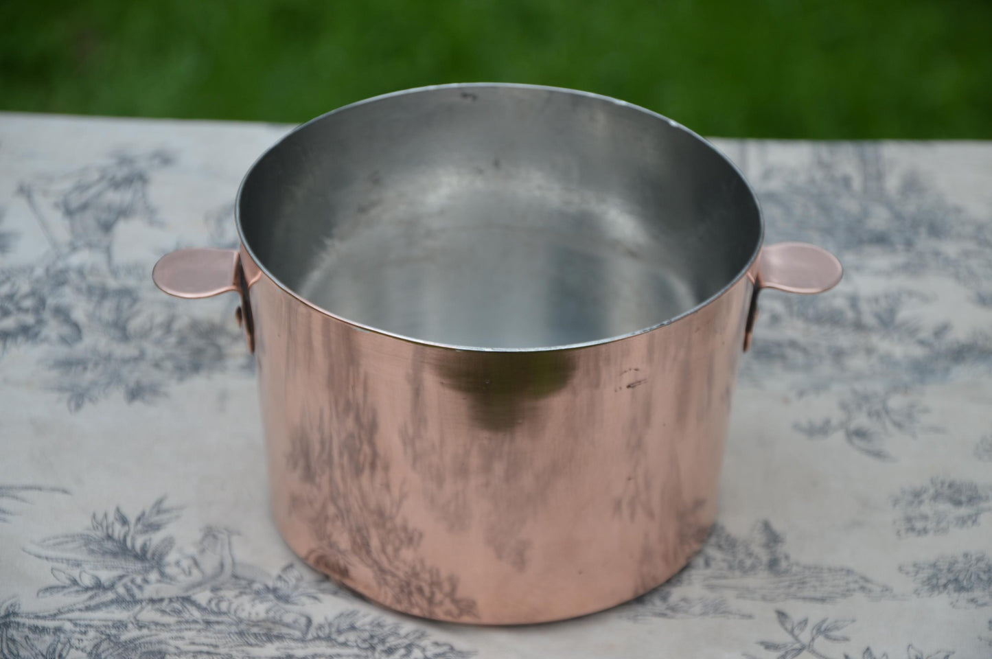 Poêle en cuivre antique 14 cm 5 1/2" Poêle en cuivre Bain Marie Pocheuse 'Oreilles' Pocheuse à sauce Braconnier Étain neuf essuyé à la main 1,1 mm