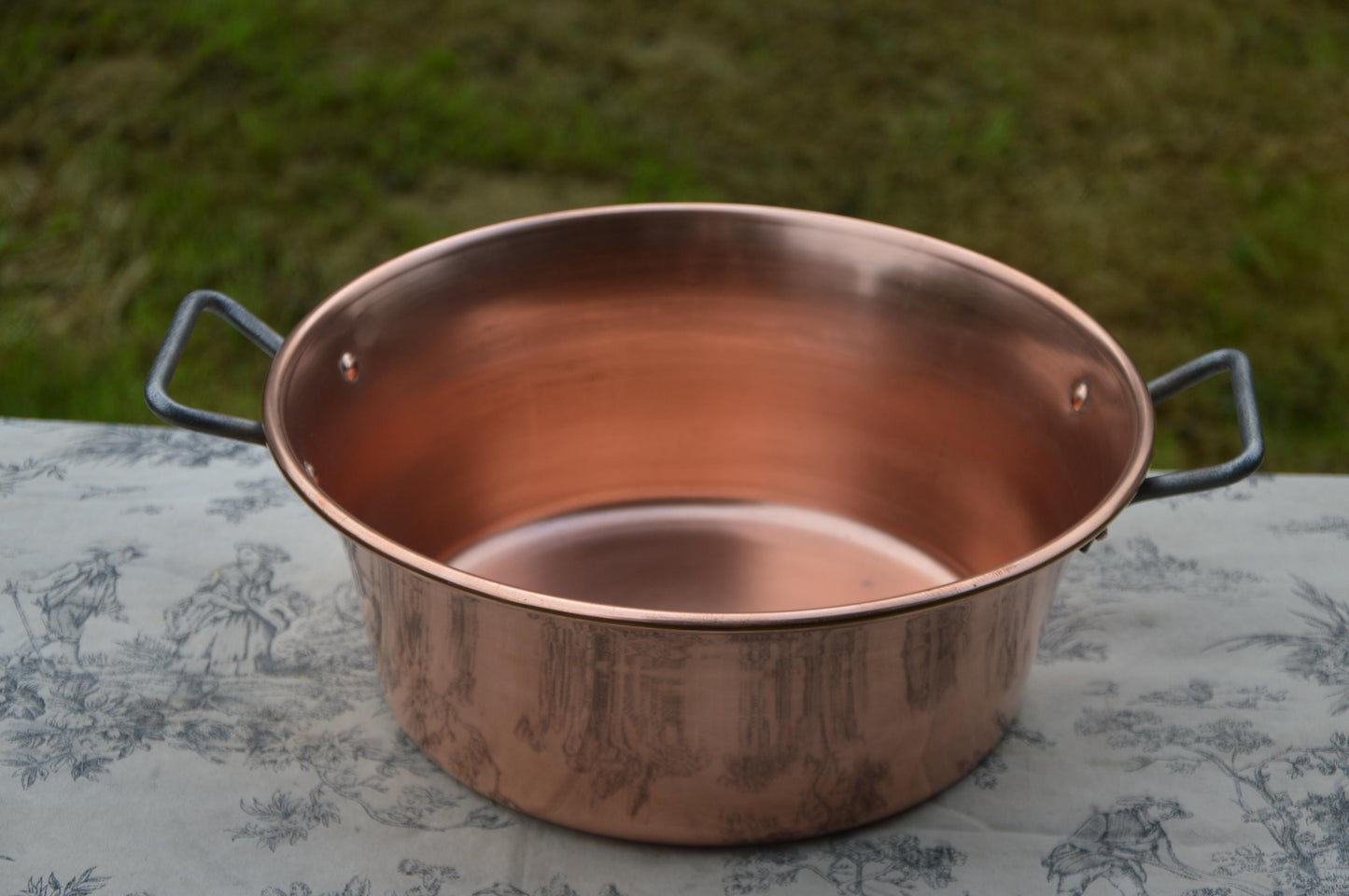 Lecellier Jam Syrup Pan Vintage Copper Smaller Jelly Pan 31cm Rolled Top 1.1 kilos 2 lbs 7 oz Copper Super Patina No Dents