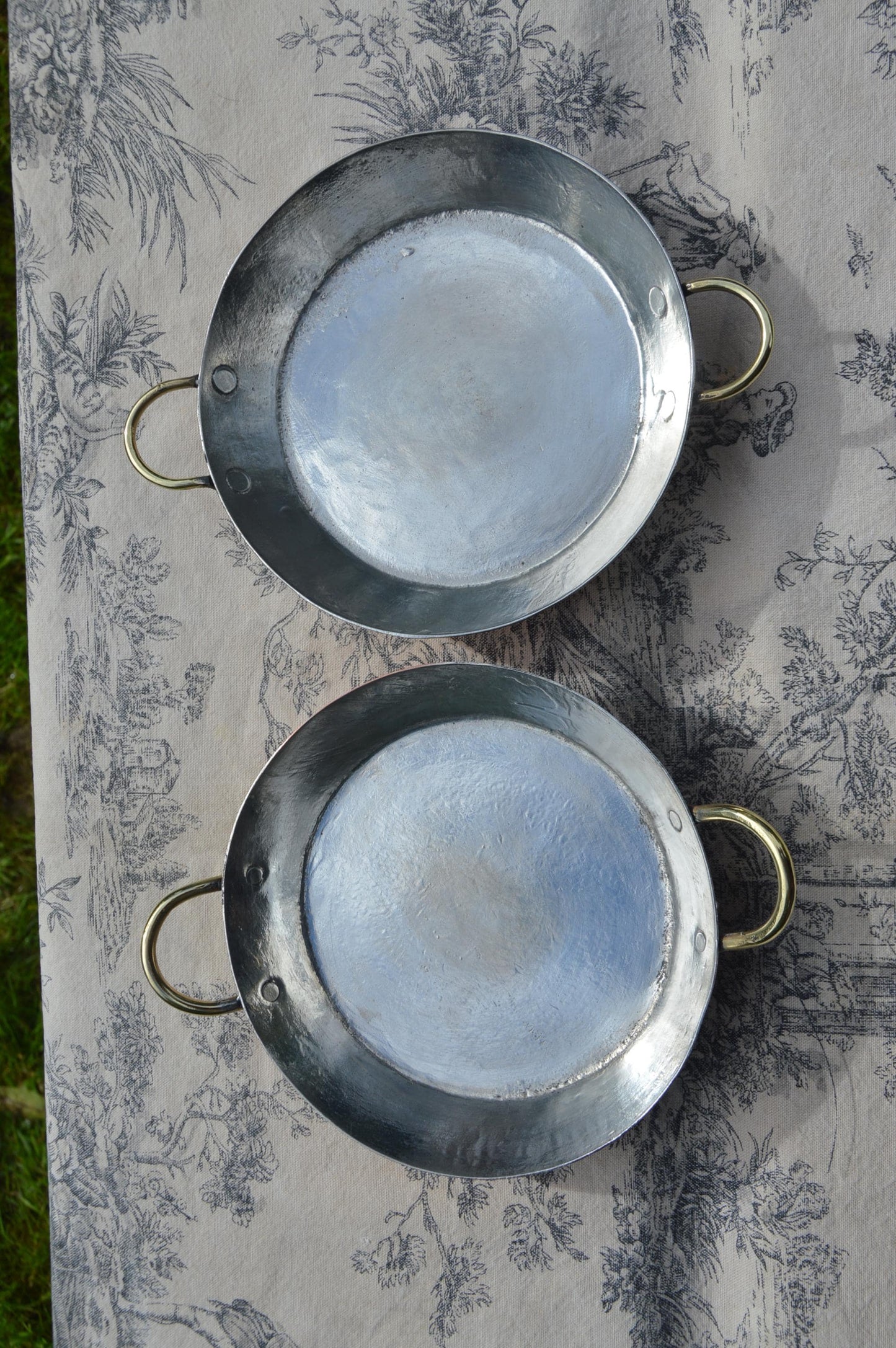 Two Copper Gratin Pans Copper Handles Roasting Pans French Copper Pans Vintage Copper Dishes Round 15.5cm 6 1/8" New Hand Wiped Tin