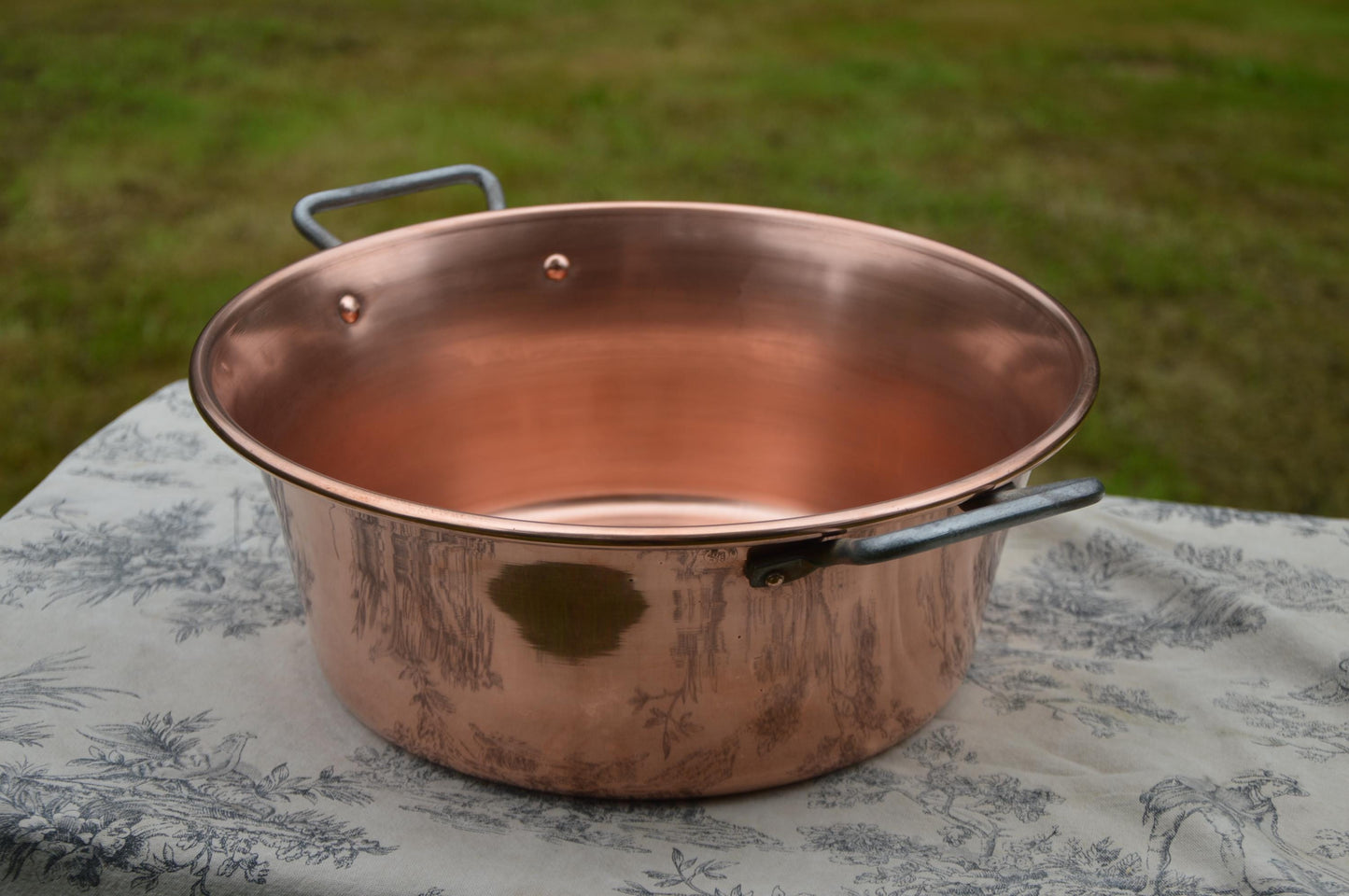 Lecellier Jam Syrup Pan Vintage Copper Smaller Jelly Pan 31cm Rolled Top 1.1 kilos 2 lbs 7 oz Copper Super Patina No Dents