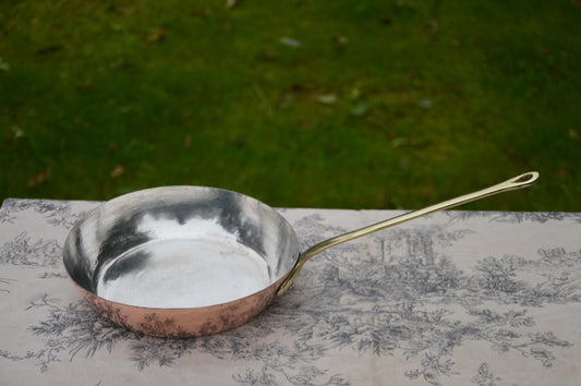 Vintage French Copper Flipping Pan Frying Pan ML Maurice Lefèvre Saute New Tin 1mm 19.5cm 7 5/8" Made In France Villedieu les Poeles