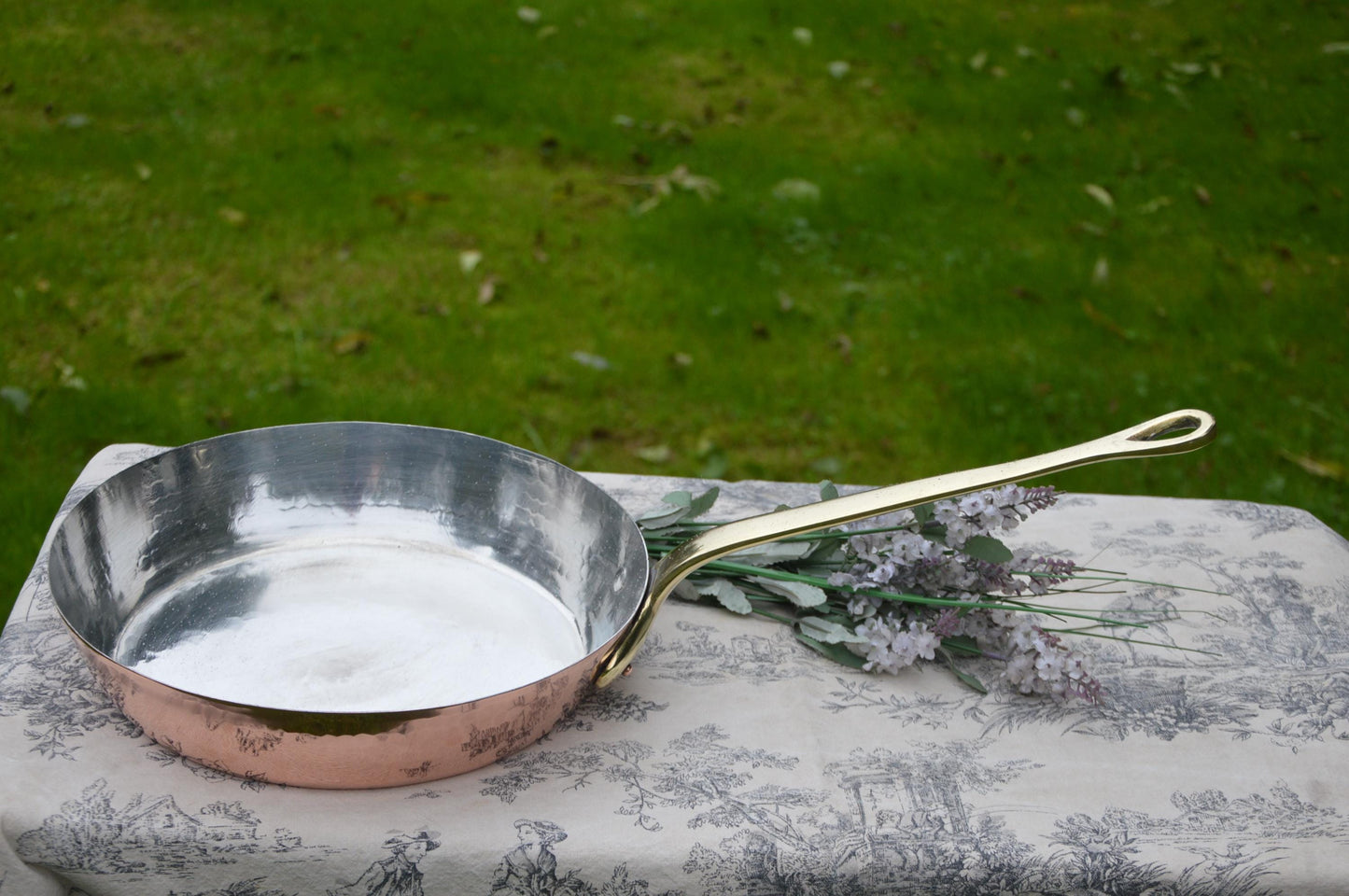 Vintage French Copper Flipping Pan Frying Pan ML Maurice Lefèvre Saute New Tin 1mm 28cm 11" Made In France Villedieu les Poeles