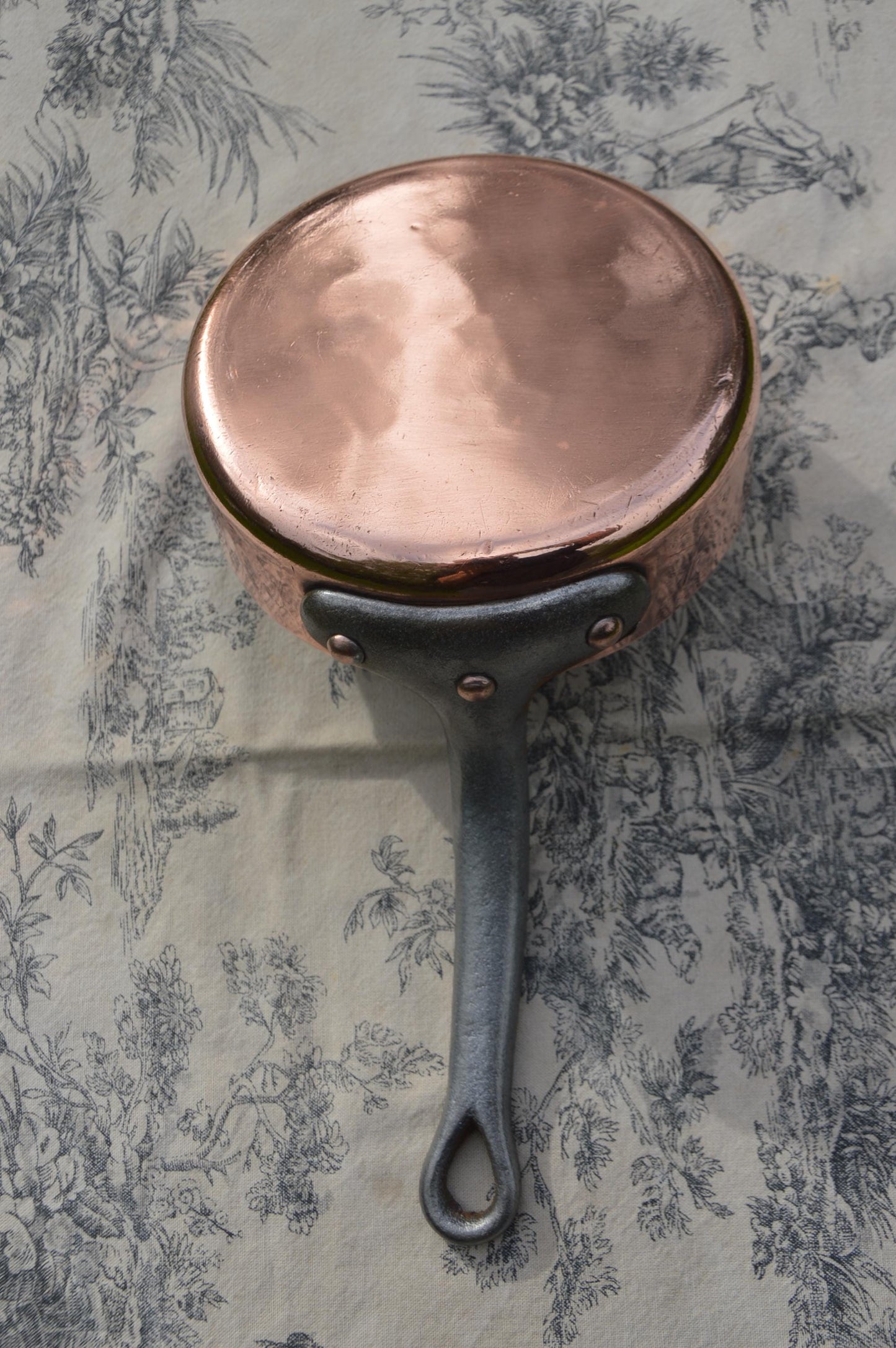 Copper Saute Pan New Artisan Tin 2.7mm Solid French Copper Saute Poele Iron Handle 16 cm 6 1/4" Vintage Fry Pan High Sided Saute Skillet