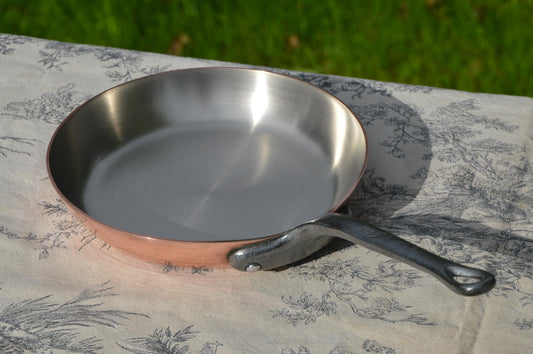 Copper Pan French Tupperware 20cm 8 inch Omelette Egg Pan Fry Saute 2mm Made in France Nickel Lined Vintage Copper Cast Iron Handle