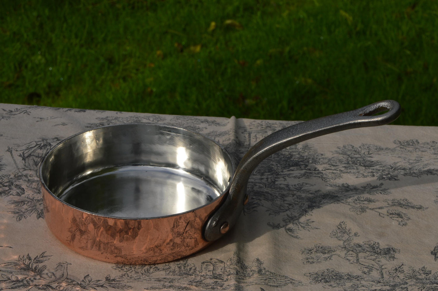 Copper Saute Pan New Artisan Tin 2.7mm Solid French Copper Saute Poele Iron Handle 16 cm 6 1/4" Vintage Fry Pan High Sided Saute Skillet