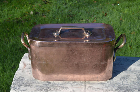 Copper Daubiere 3mm New Tin Refurbished Braisier Antique Solid Cast Bronze Handles Roasting Pan 38cm 15 inch Confit Beautiful Patina Heavy