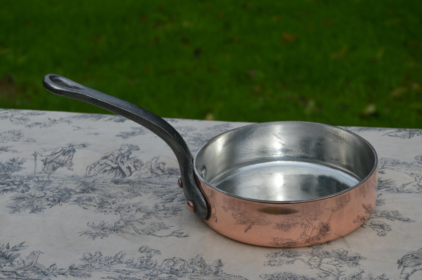 Copper Saute Pan New Artisan Tin 2.8mm Solid French Copper Saute Poele Iron Handle 16 cm 6 1/4" Vintage Fry Pan High Sided Saute Skillet