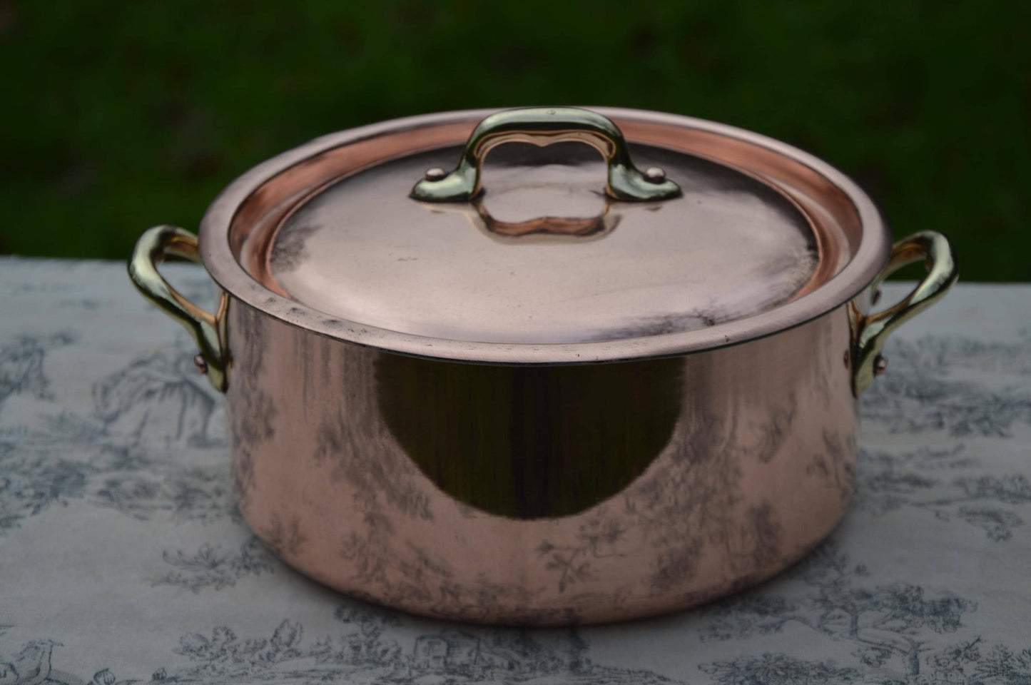 Copper Faitout Casserole New Tin Villedieu Made Vintage Copper Pot Rondeau Dutch Oven Lid 1.8mm Round 20cm 8" Big Pot