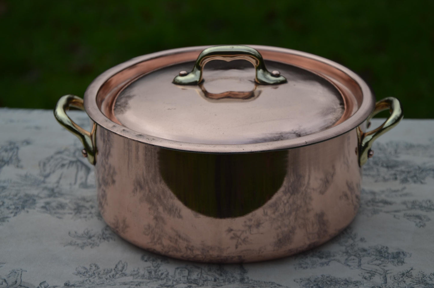 Copper Faitout Casserole New Tin Villedieu Made Vintage Copper Pot Rondeau Dutch Oven Lid 1.8mm Round 20cm 8" Big Pot