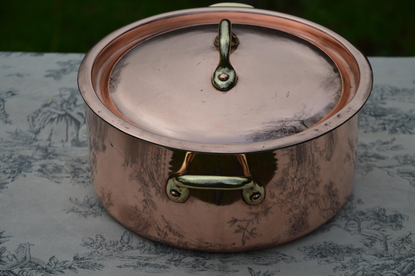 Copper Faitout Casserole New Tin Villedieu Made Vintage Copper Pot Rondeau Dutch Oven Lid 1.8mm Round 20cm 8" Big Pot