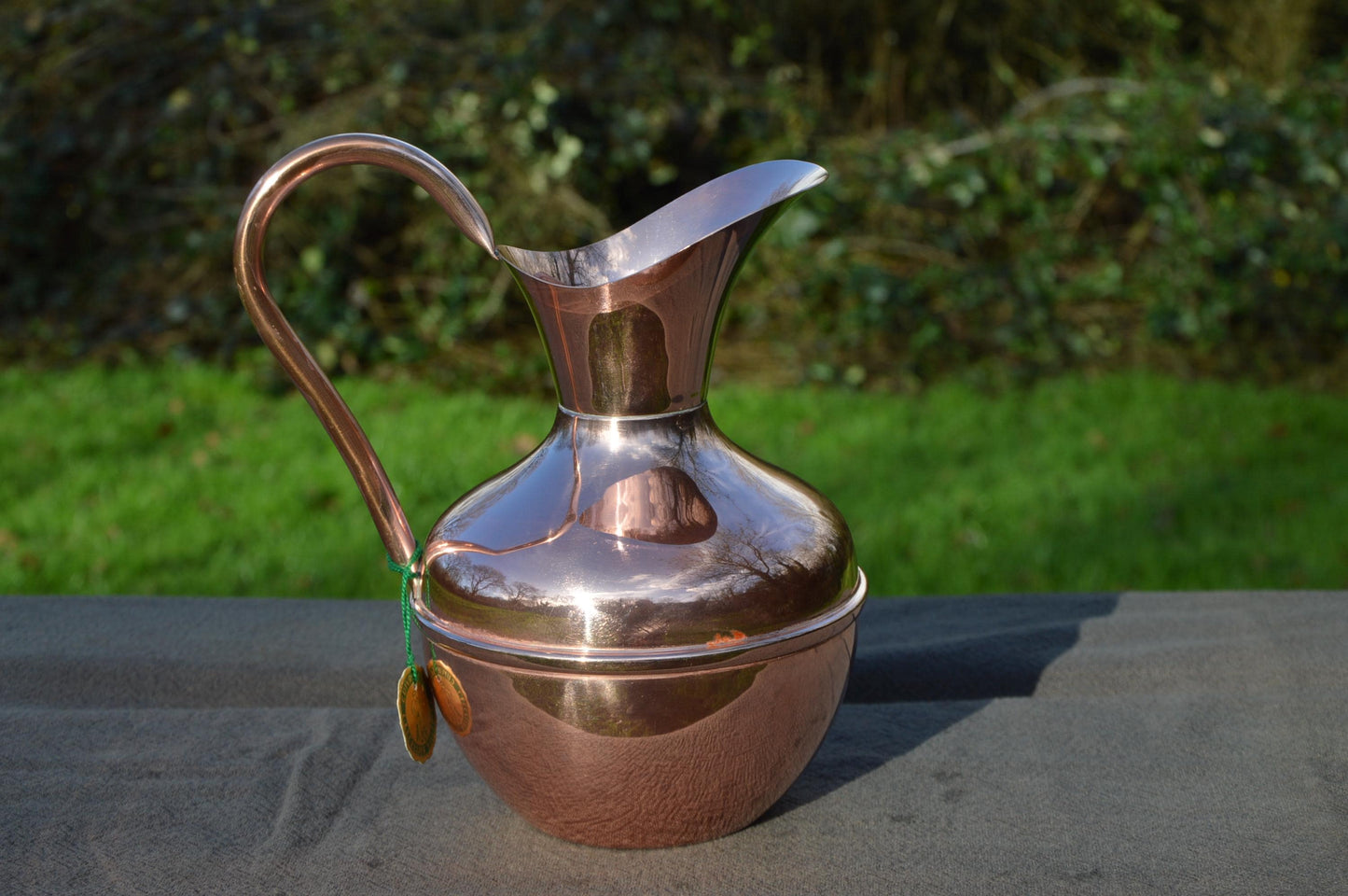 Lecellier Vintage French Copper Jug Copper Pitcher Solid Copper Handle Hand Hammered Mid Century Artisan Made Water Tight Lined Interior